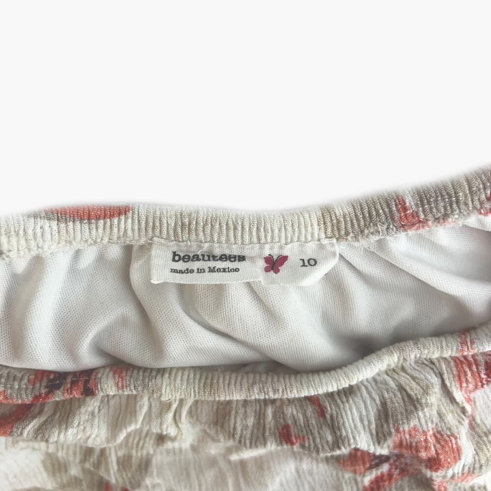 BEAUTEES Floral Flutter Sleeve Cocktail Sundress (Red/Beige/White | Size 10) - Picture 8 of 9
